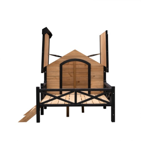 Casa de Madera Grande para Perros con Porche – Estilo Cabaña para Exteriores