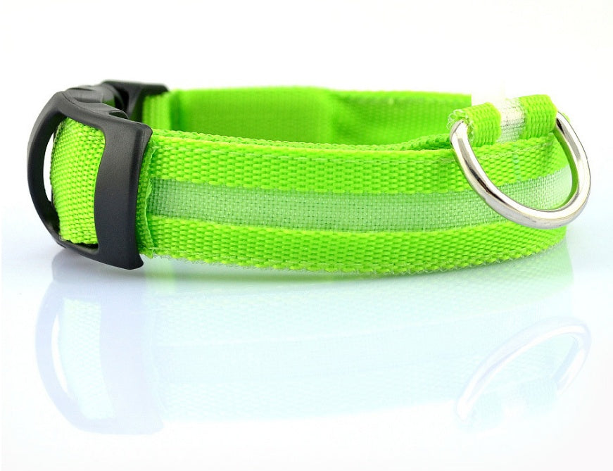 Collar de seguridad nocturna con luz LED – Ajustable, nylon resistente, ideal para perros y gatos