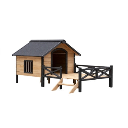 Casa de Madera Grande para Perros con Porche – Estilo Cabaña para Exteriores