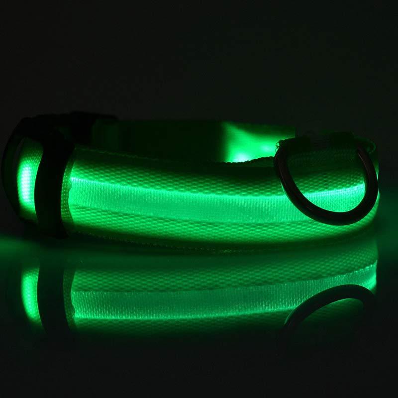 Collar de seguridad nocturna con luz LED – Ajustable, nylon resistente, ideal para perros y gatos