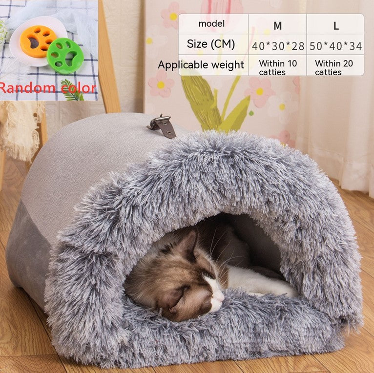 Cama cálida portátil para perros y gatos – Pelo largo, antihumedad, ideal para invierno