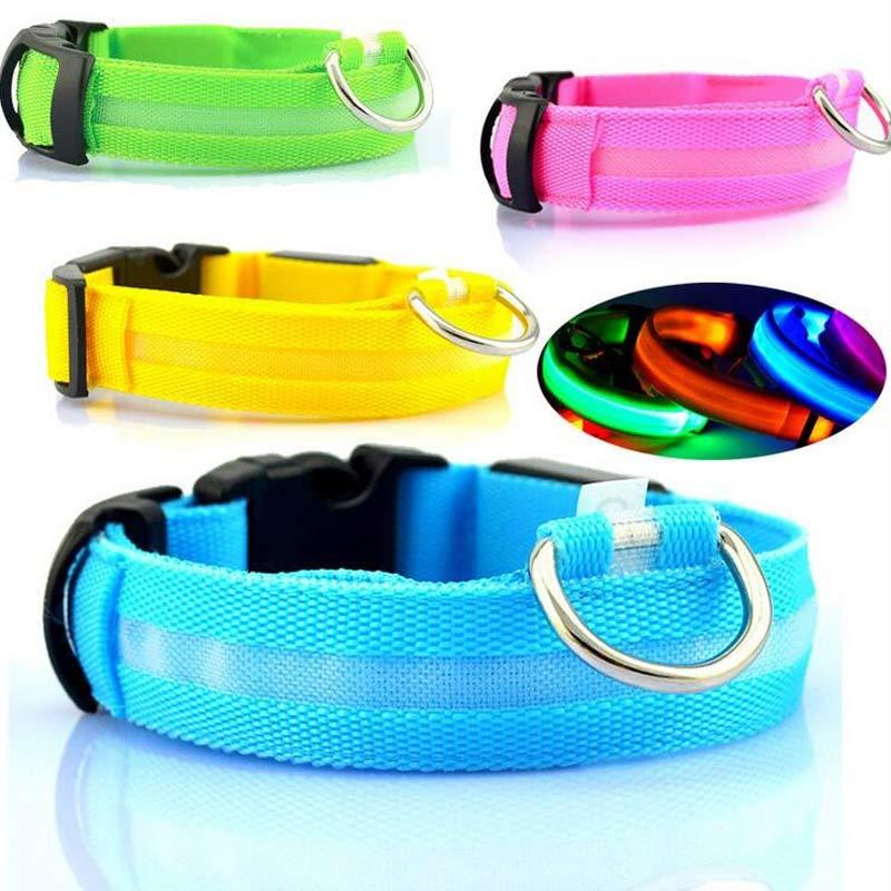Collar de seguridad nocturna con luz LED – Ajustable, nylon resistente, ideal para perros y gatos