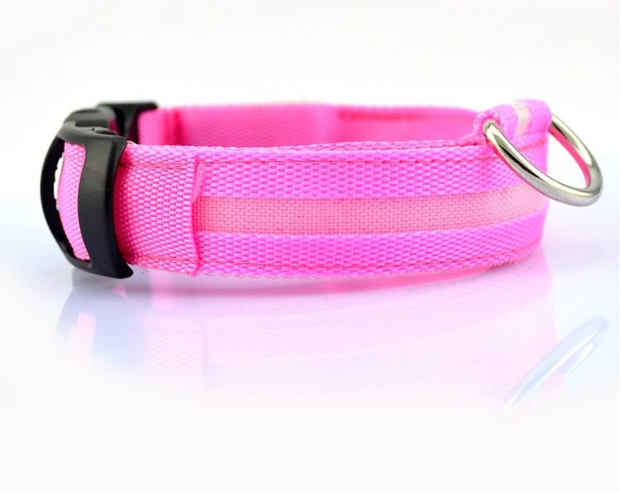 Collar de seguridad nocturna con luz LED – Ajustable, nylon resistente, ideal para perros y gatos