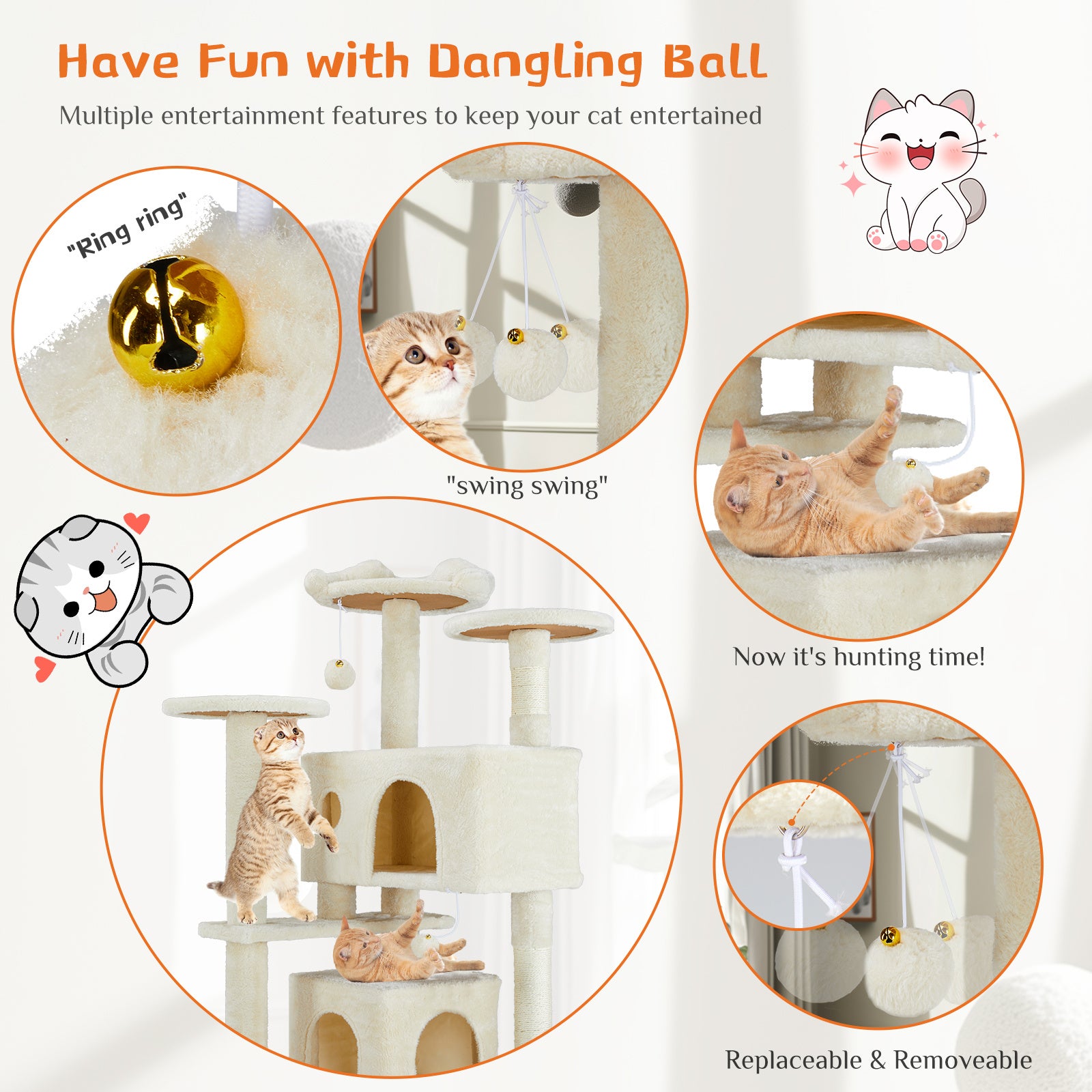 Centro de Juego para Gatos – Casa Árbol con Estructura para Trepar y Descansar