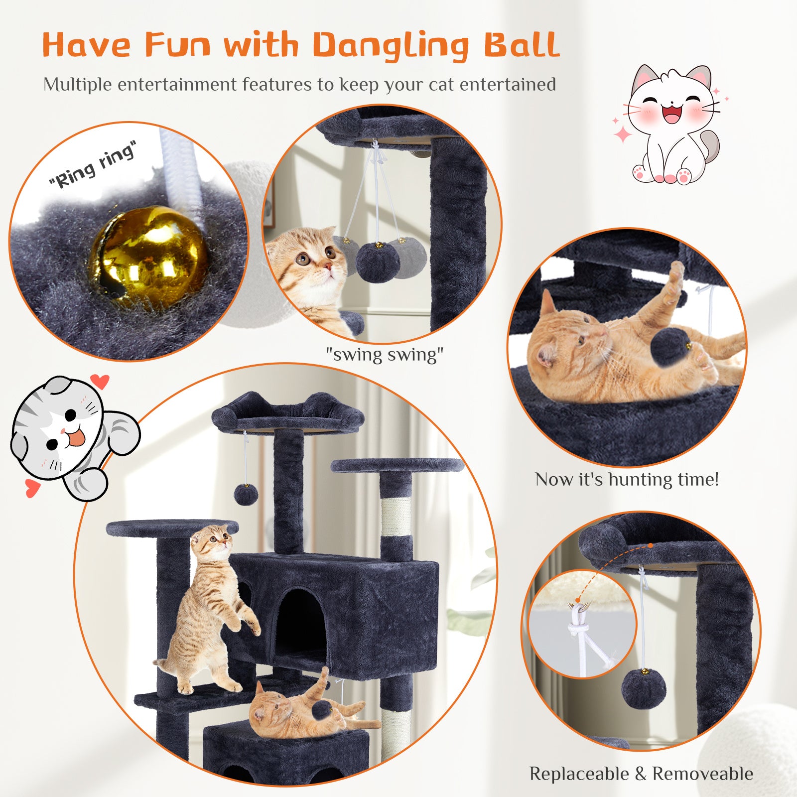 Centro de Juego para Gatos – Casa Árbol con Estructura para Trepar y Descansar