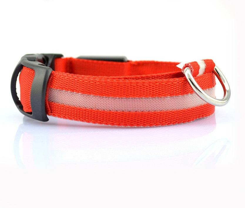 Collar de seguridad nocturna con luz LED – Ajustable, nylon resistente, ideal para perros y gatos