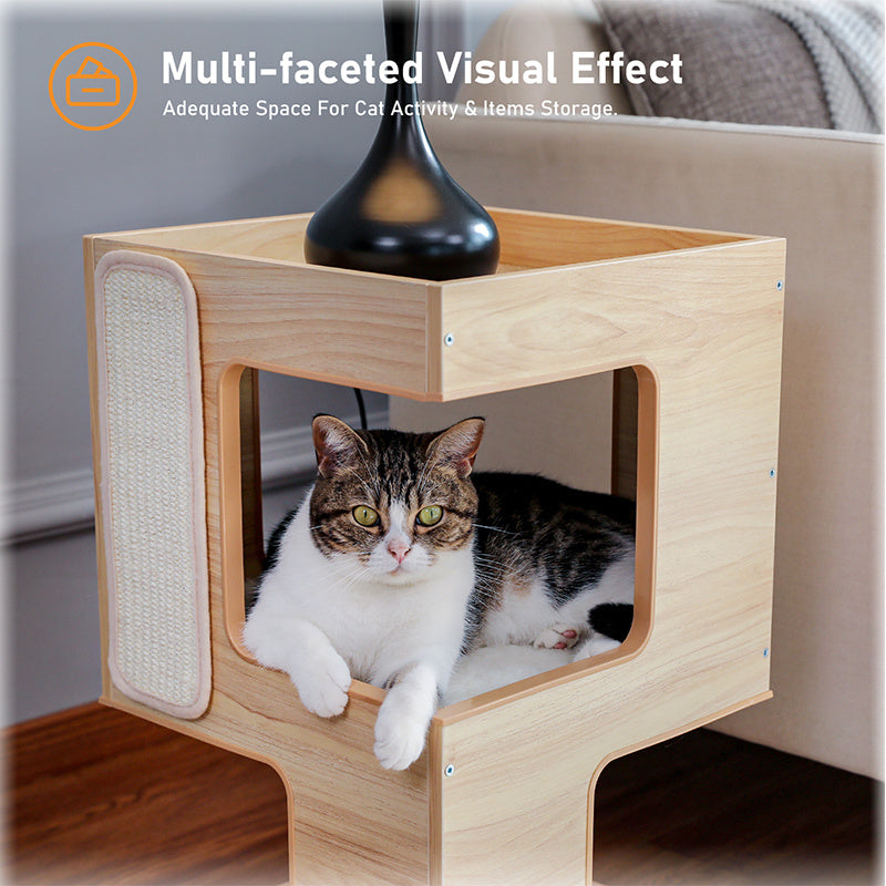 Nido para Gatos de Doble Capa – Madera Maciza con Sisal y Montaje con Pegatinas Sin Rastro