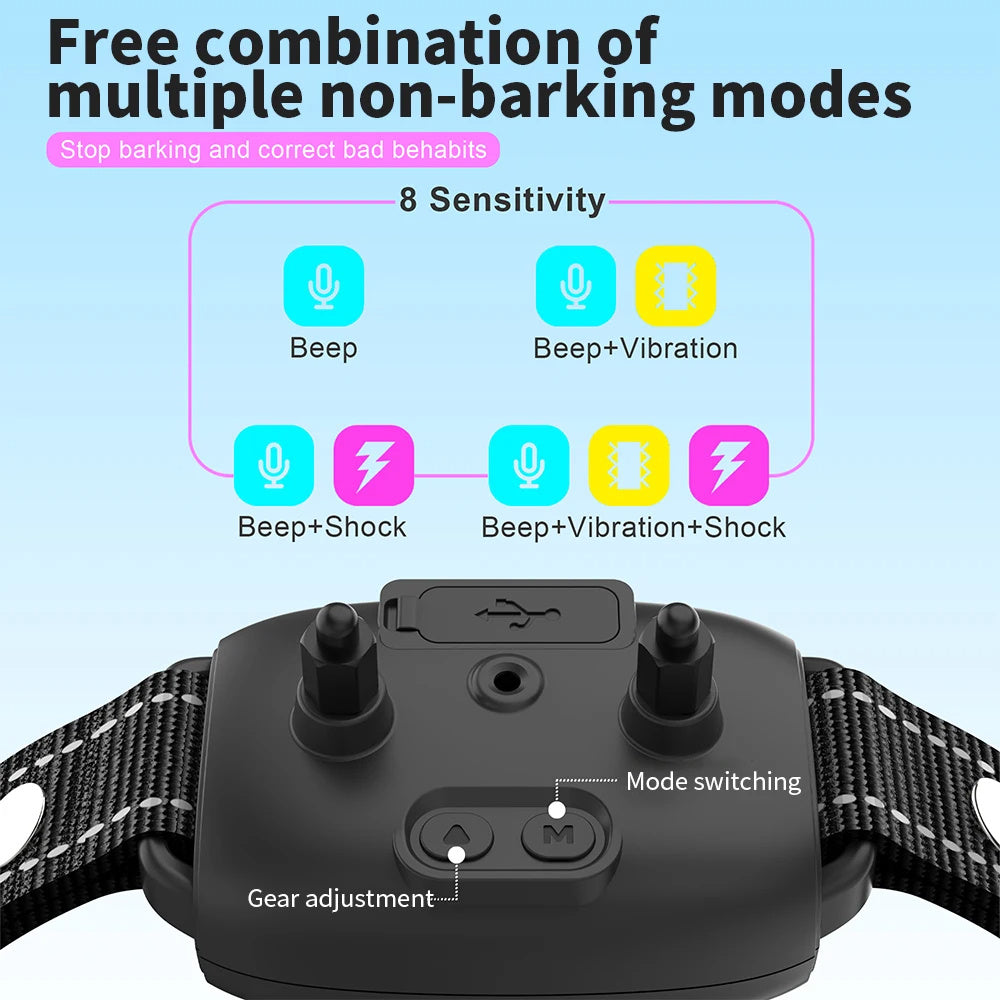 Collar Inteligente Antiladridos Recargable para Perros con Pantalla HD, Impermeable IP67, Control Automático para Detener Ladridos