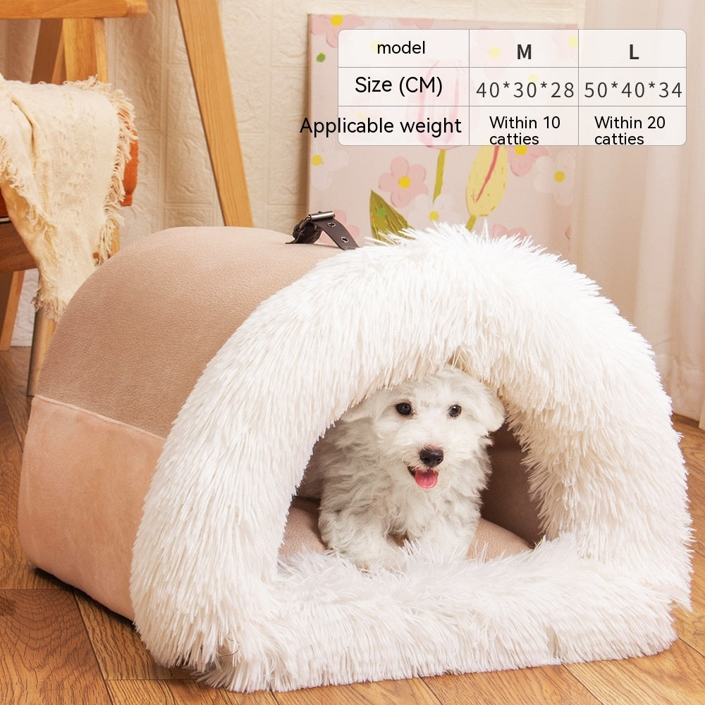 Cama cálida portátil para perros y gatos – Pelo largo, antihumedad, ideal para invierno