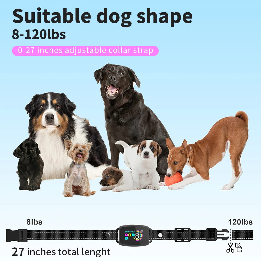 Collar Inteligente Antiladridos Recargable para Perros con Pantalla HD, Impermeable IP67, Control Automático para Detener Ladridos