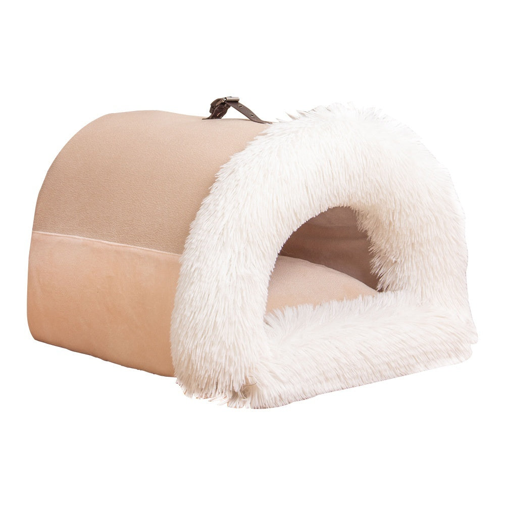 Cama cálida portátil para perros y gatos – Pelo largo, antihumedad, ideal para invierno