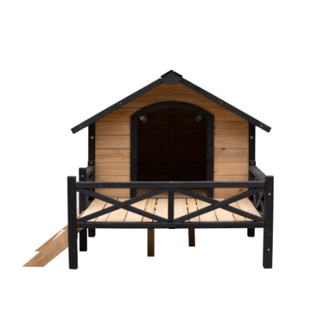 Casa de Madera Grande para Perros con Porche – Estilo Cabaña para Exteriores