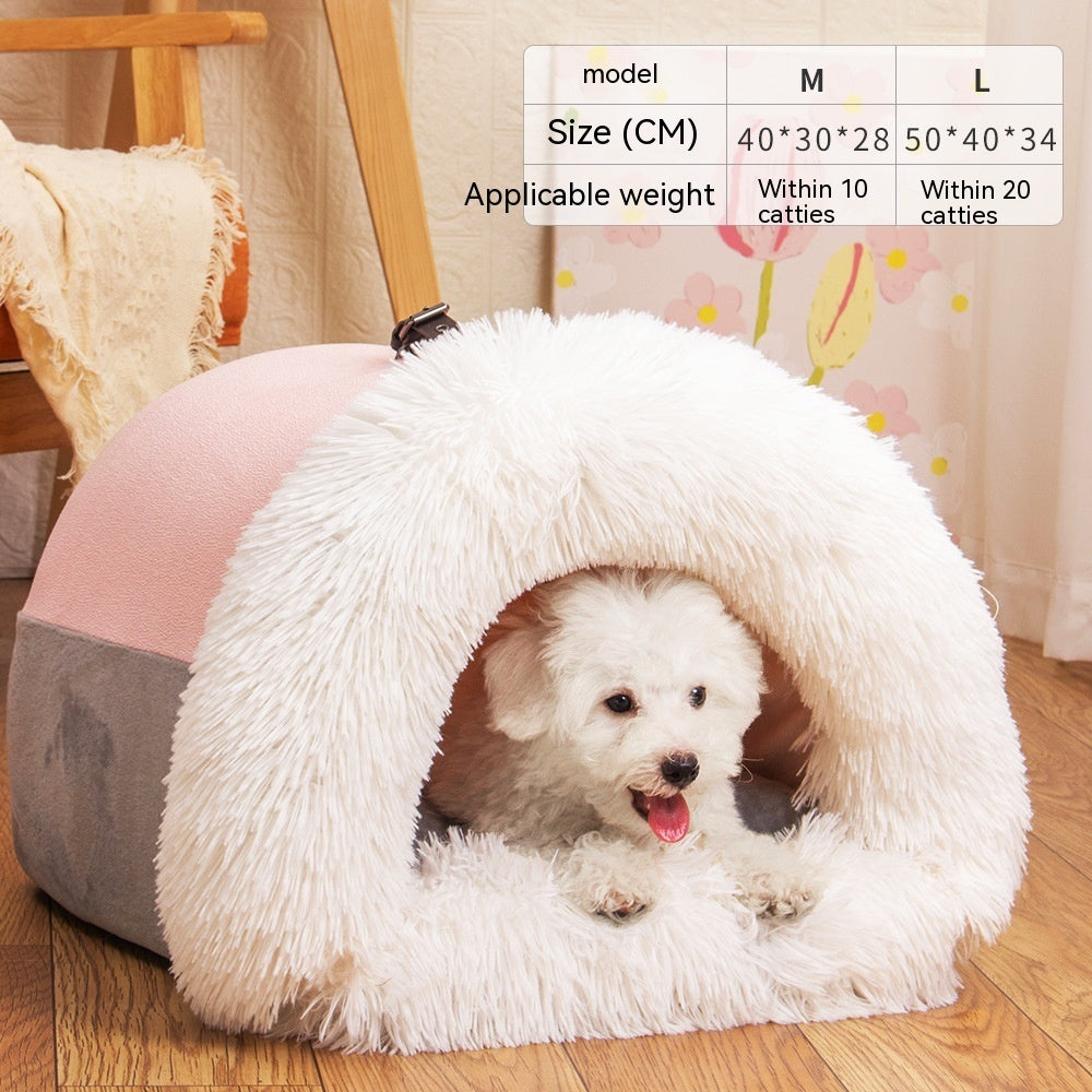 Cama cálida portátil para perros y gatos – Pelo largo, antihumedad, ideal para invierno