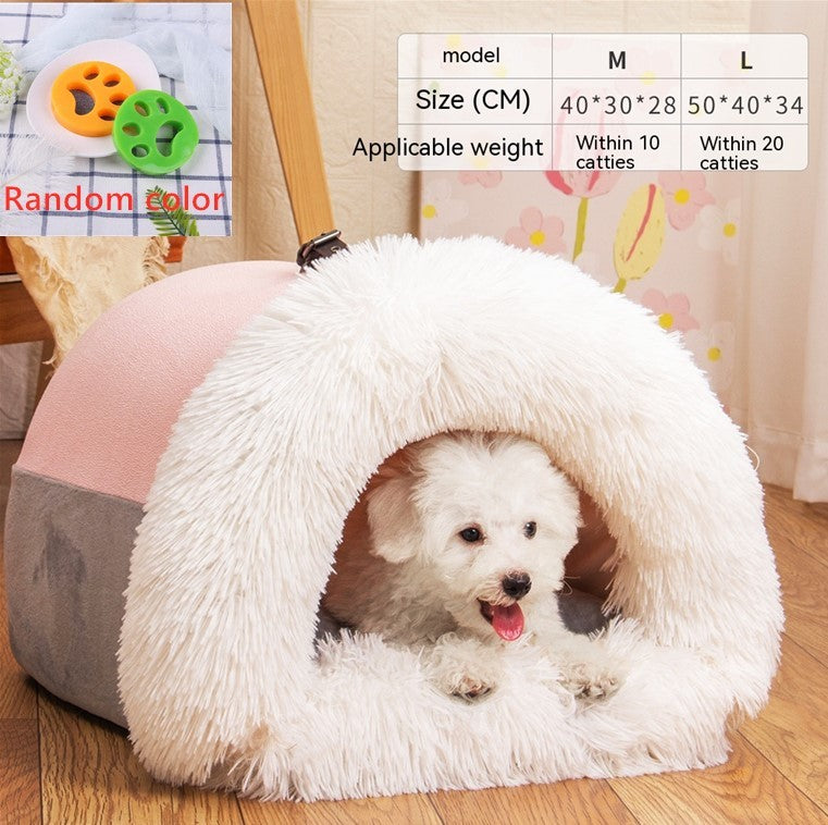 Cama cálida portátil para perros y gatos – Pelo largo, antihumedad, ideal para invierno