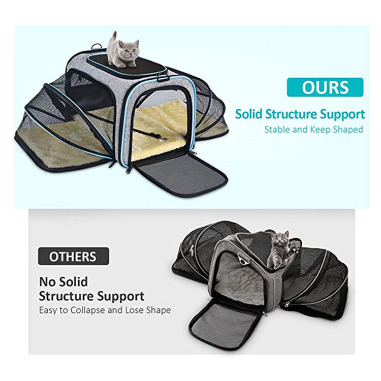 Transportadora Expandible para Gatos y Perros - Aprobada por Aerolíneas, Plegable y con Cintas Reflectivas