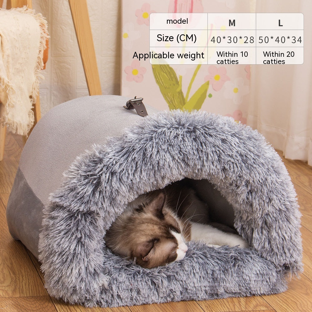 Cama cálida portátil para perros y gatos – Pelo largo, antihumedad, ideal para invierno