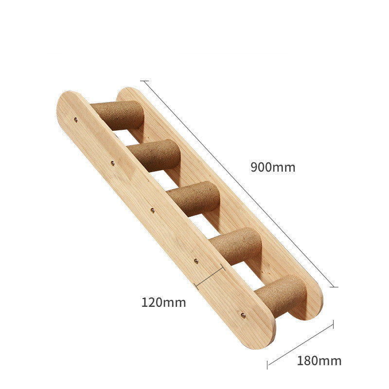 Accesorios de Pared para Gatos – Escalera y Plataforma de Madera Maciza para Trepar y Jugar