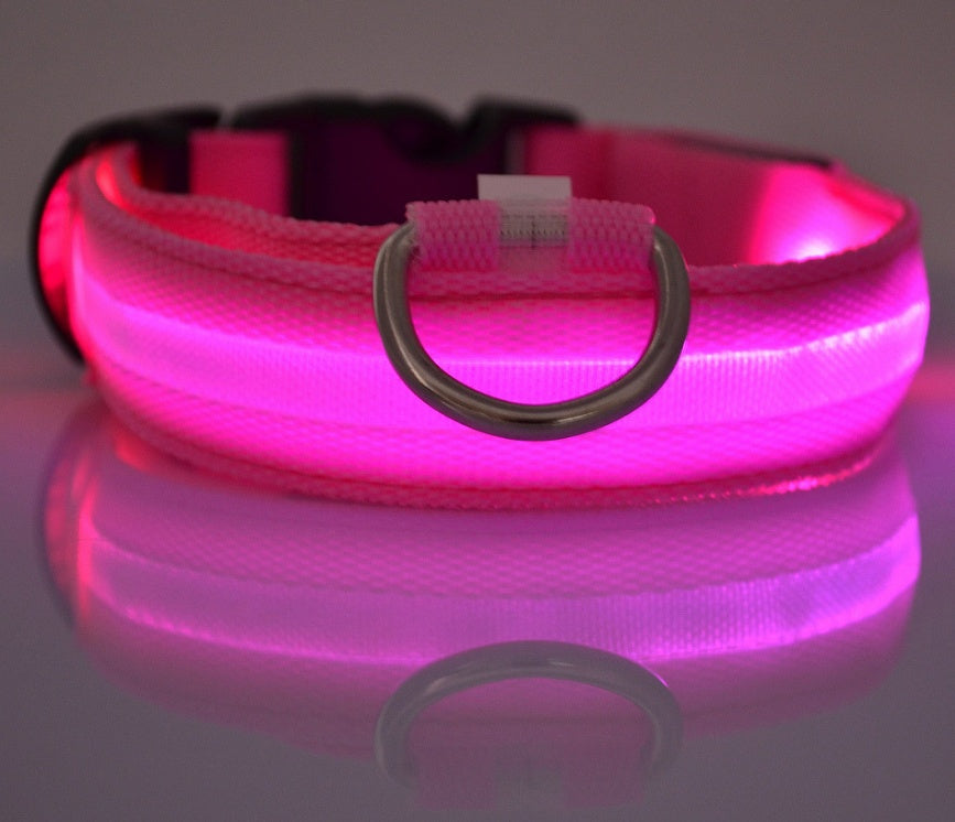 Collar de seguridad nocturna con luz LED – Ajustable, nylon resistente, ideal para perros y gatos
