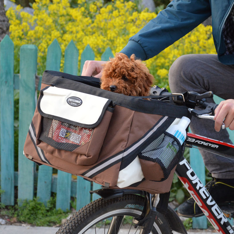 Transportadora para Mascotas para Bicicleta - Cesta Delantera Desmontable para Gato o Perro