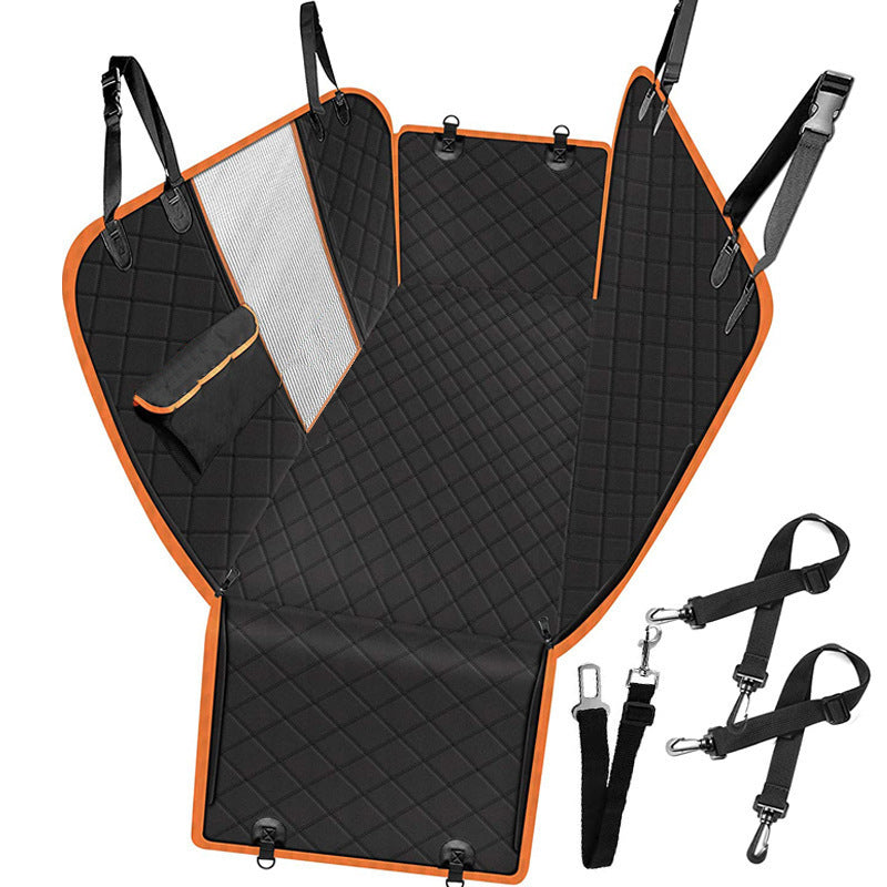 Protector de Asiento Trasero para Coche – Hamaca de Viaje para Perros con Malla, Cremallera y Bolsillo