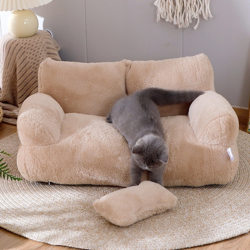 Sofá Cama de Lujo para Gatos, Nido de Invierno Caliente para Mascotas, Cama para Perros y Gatos Pequeños y Medianos, Cama Cómoda de Felpa para Cachorros.