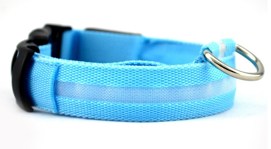 Collar de seguridad nocturna con luz LED – Ajustable, nylon resistente, ideal para perros y gatos