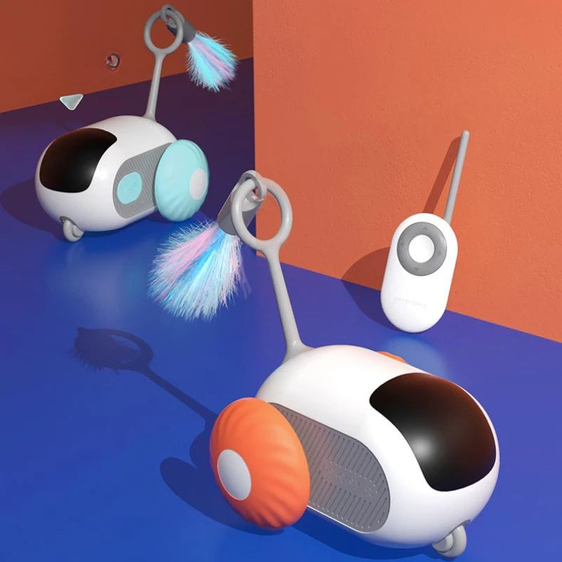 Juguete Interactivo para Gatos con Control Remoto, Coche Inteligente USB Recargable, Movimiento Autónomo y Persecución Automática, Diversión y Ejercicio para Mascotas