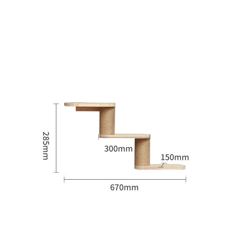 Accesorios de Pared para Gatos – Escalera y Plataforma de Madera Maciza para Trepar y Jugar