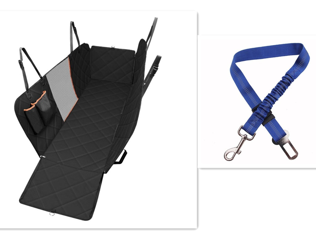 Protector de Asiento Trasero para Coche – Hamaca de Viaje para Perros con Malla, Cremallera y Bolsillo