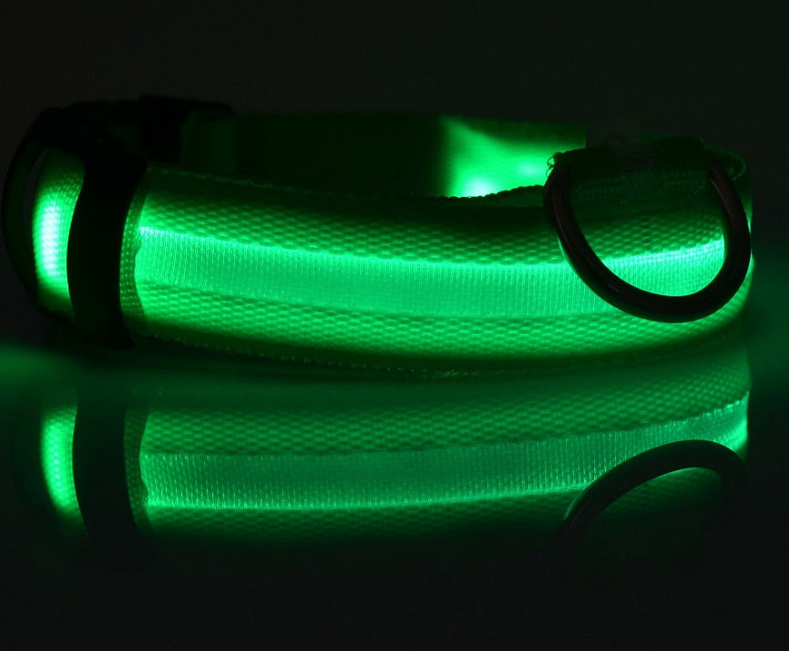Collar de seguridad nocturna con luz LED – Ajustable, nylon resistente, ideal para perros y gatos