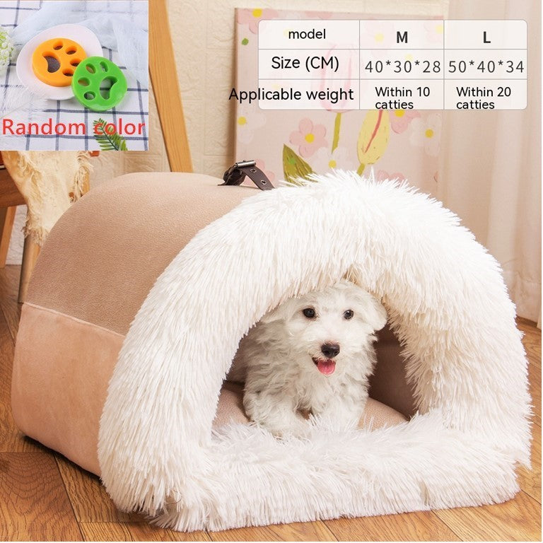 Cama cálida portátil para perros y gatos – Pelo largo, antihumedad, ideal para invierno