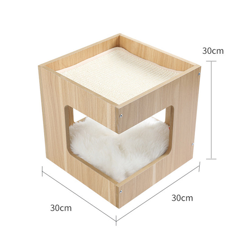 Nido para Gatos de Doble Capa – Madera Maciza con Sisal y Montaje con Pegatinas Sin Rastro