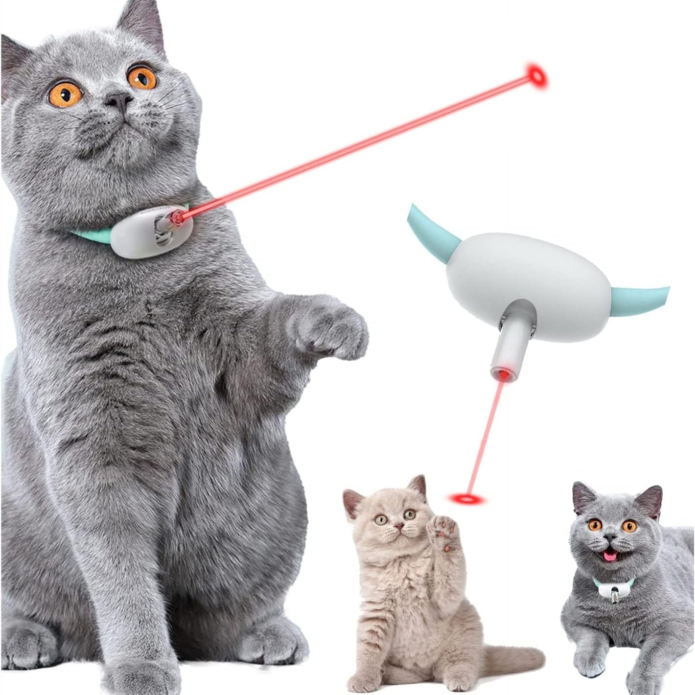 Juguete Automático para Gatos Láser Inteligente Collar para Maullar Electricidad USB para Gatitos Juguetes Divertidos Interactivos Artículos de Entrenamiento para Mascotas