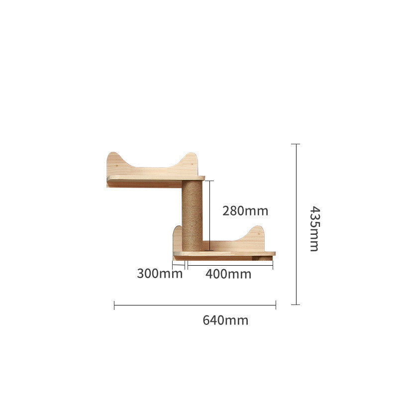 Accesorios de Pared para Gatos – Escalera y Plataforma de Madera Maciza para Trepar y Jugar