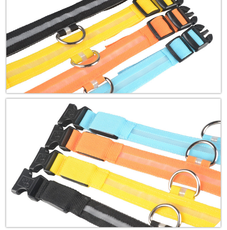 Collar de seguridad nocturna con luz LED – Ajustable, nylon resistente, ideal para perros y gatos
