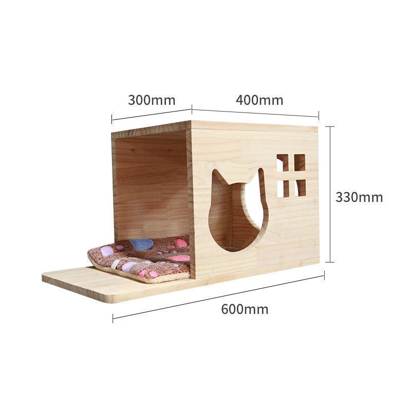 Accesorios de Pared para Gatos – Escalera y Plataforma de Madera Maciza para Trepar y Jugar