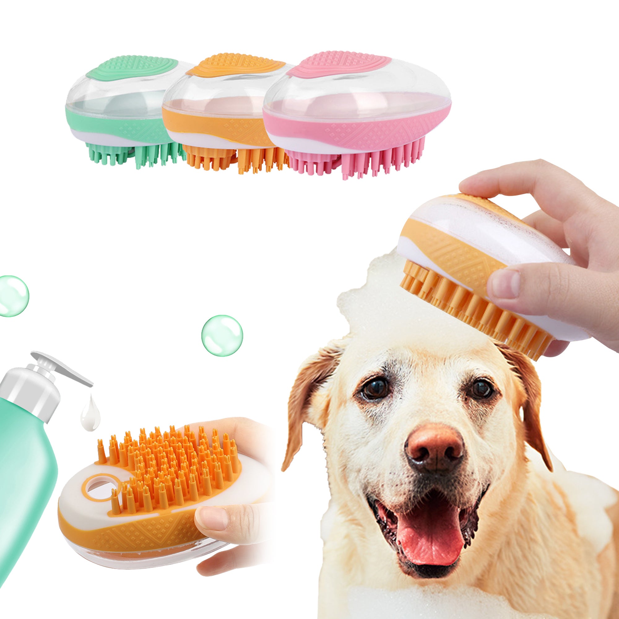 Cepillo de Baño 2 en 1 para Perros y Gatos | Masaje SPA con Silicona Suave, Peine de Ducha y Cuidado del Pelo | Herramienta de Limpieza y Relajación para Mascotas