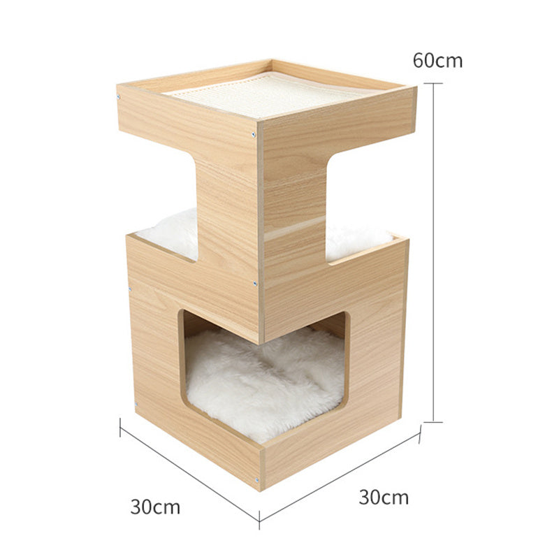 Nido para Gatos de Doble Capa – Madera Maciza con Sisal y Montaje con Pegatinas Sin Rastro